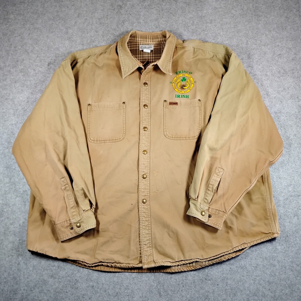 Carhartt Mens 4XL Brown Flannel Lined Canvas Shirt Jacket Frisco Irish MC S96BRN